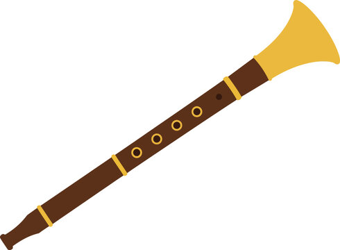 Wooden oboe musical instrument illustration isolated on white background with classical music