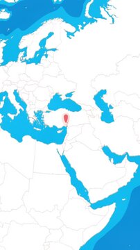 Vertical 3D globe zooming into Adana city location pin concept