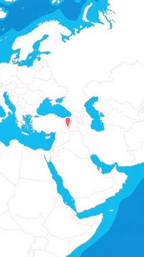 Vertical 3D globe zooming into Diyarbakir city location pin concept