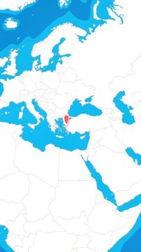 Vertical 3D globe zooming into Izmir city location pin concept