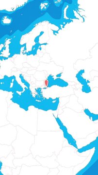 Vertical 3D globe zooming into Istanbul city location pin concept