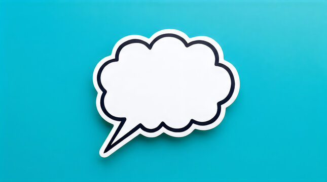 Blank comic speech bubble isolated on a vibrant turquoise blue background