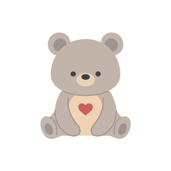 Obraz premium Cute teddy bear with heart on chest