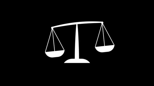 Balance Scale Justice Icon Animation Representing Law, Equality, Fairness, and Legal Rights on Black Background justice law legal symbol icon graphic