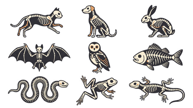 Halloween Animal Skeleton Vector Collection
