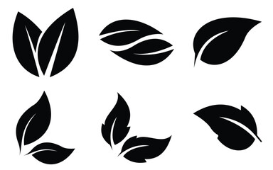 Fototapeta premium Set of green leaf ecology icon, leaf isolated on transparent background. Environment and Nature Symbol, Vector illustration. 