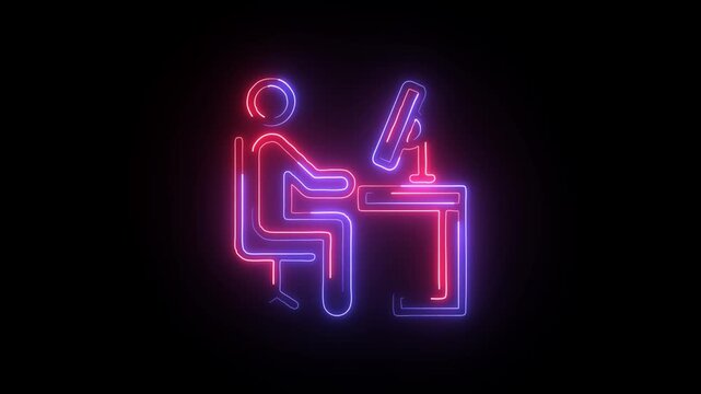 Computer Worker Icon Collection With Office Employee Technology Professional Business Productivity Digital Work Vector Graphics