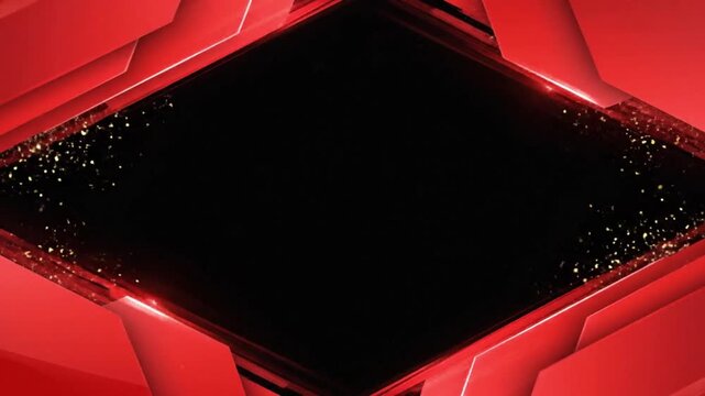 Black Friday promotional intro with red geometric tech frames, glowing light streaks, and golden dust