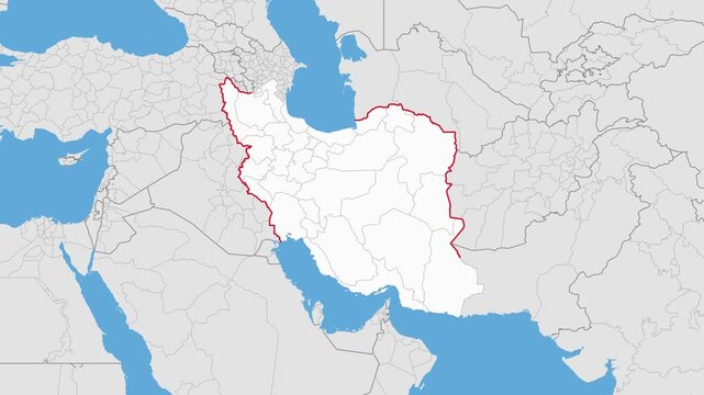 Detailed map of iran with provincial borders