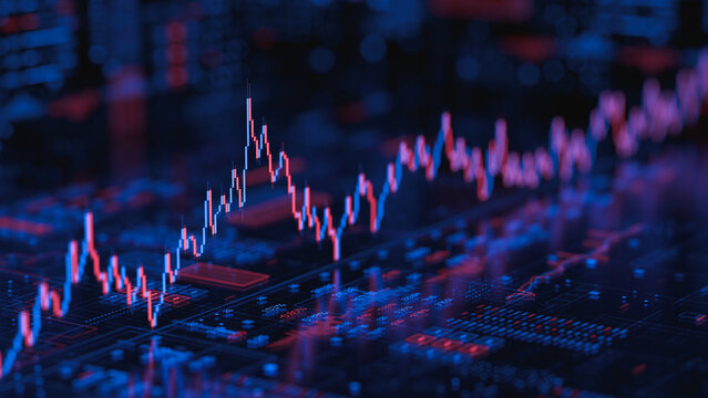 Stock forex financial data document graph chart report statistic marketing research development planning management analysis accounting. Financial business technology hologram concept. 3d rendering.