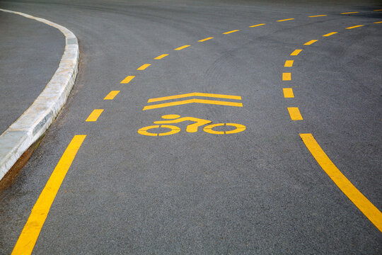 A bike lane for cyclist. Bicycle lane in the park