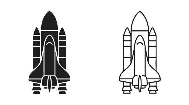 space shuttle silhouette with line art vector icon design
