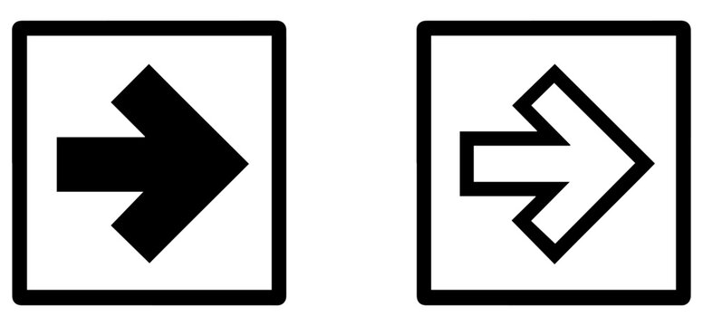 right arrow button icons solid outline set