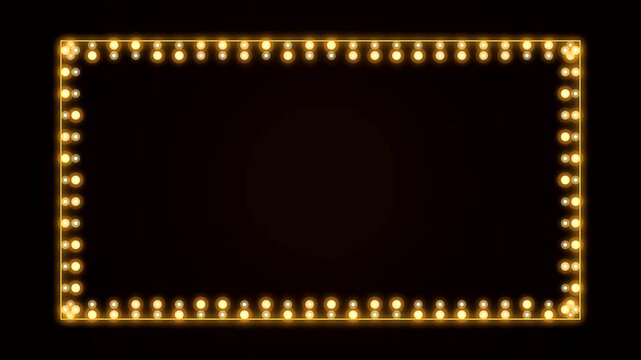 Retro Glowing Marquee Light Bulbs Rectangular Border