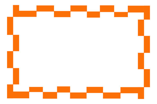 Orange pixelated border frame on transparent background for retro halloween social media.