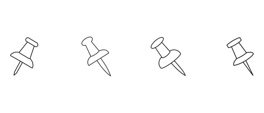push pins in different angles  simple line art illustration