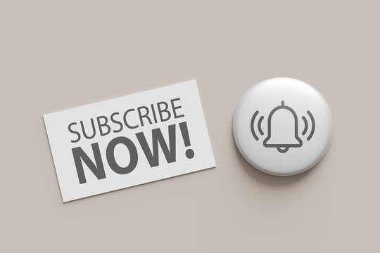 Subscribe now text with notification bell icon
