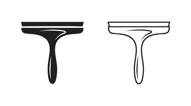 squeegee tools silhouette with line art vector icon design