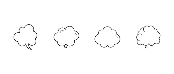 Obraz premium empty thought bubble shapes in black outline on white background for comments or dialogue simple line art speech bubbles for comics or cartoons