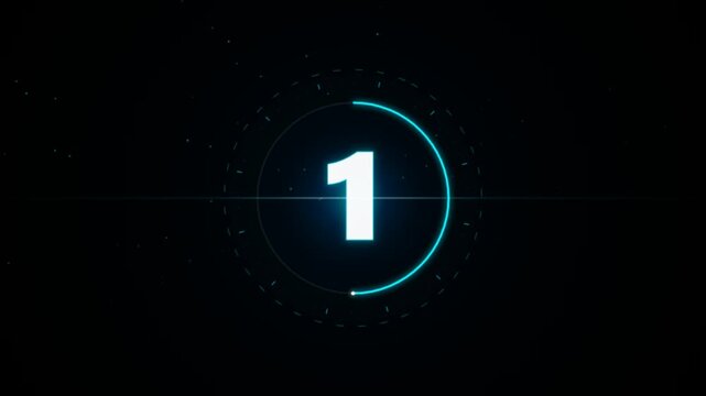 Cyan Neon Tech HUD 3 2 1 Countdown Animation