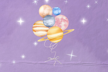 Space balloons background, purple sparkly design © Rawpixel.com