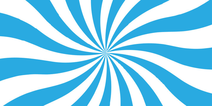 Vector sunbeam rays blue and withe paper summer cartoon gradient sun rays wallpaper. redial spiral poster banner design.