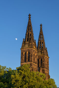 Towers of Basilica of St Peter and St Paul in Prague