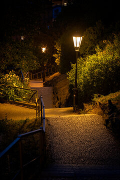 Alley On Vysehrad Hill At Night In Prague