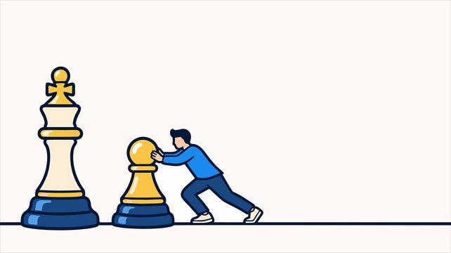 Business Strategy and Competition Concept with Chess Pieces, Leadership, Decision Making and Success Vector Illustration