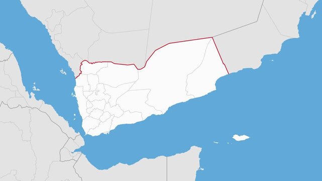 Map of yemen with highlighted hajjah governorate
