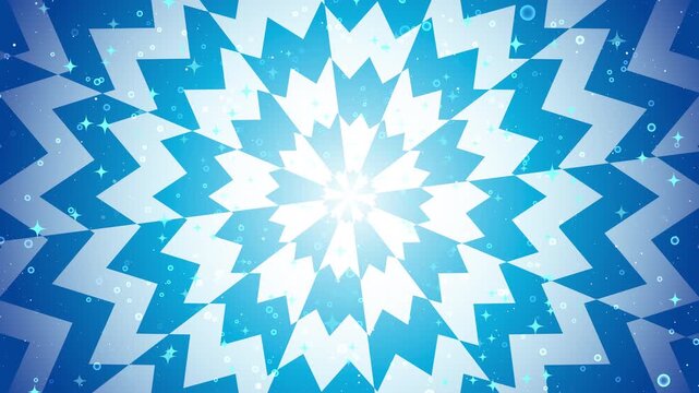 Dynamic blue and white zigzag pattern motion background with twinkling stars.