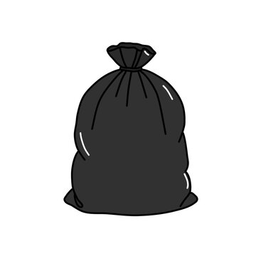  Black Tied trash bag icon, garbage bag