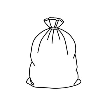 Tied trash bag outline icon, garbage bag line art