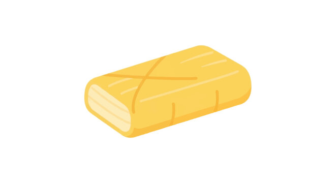 Cartoon Tamale Wrapped in Corn Husk, Isolated on White Background, Traditional Mexican Food Illustration