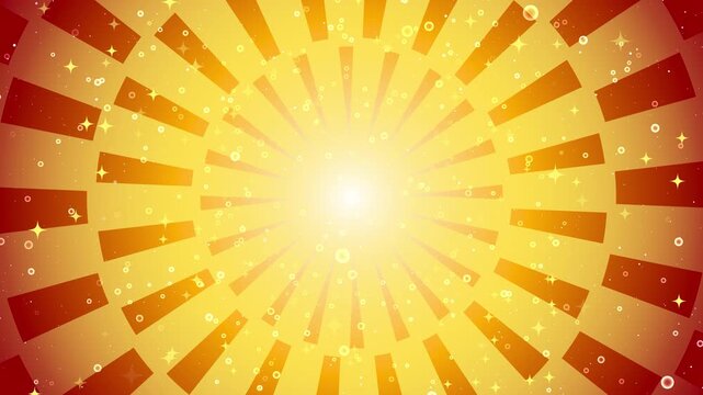 Dynamic Sunburst Background with Floating Glowing Particles.