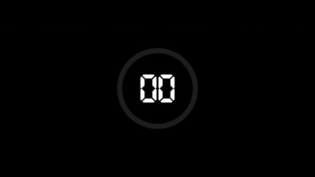 3 Second Countdown Timer Animation with Transparent Background, 3 Sec Digital Countdown Clock, 4K UHD Alpha Channel Video Overlay for Presentations, Livestreams, Events, Gaming and Motion Graphics
