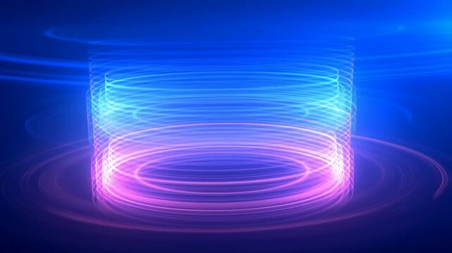 Neon Light Rings Glowing in Dark Space Capturing Vibrant Chromatic Echoes of Abstract Energy Futuristic Luminous Design And Modern Digital Art Background