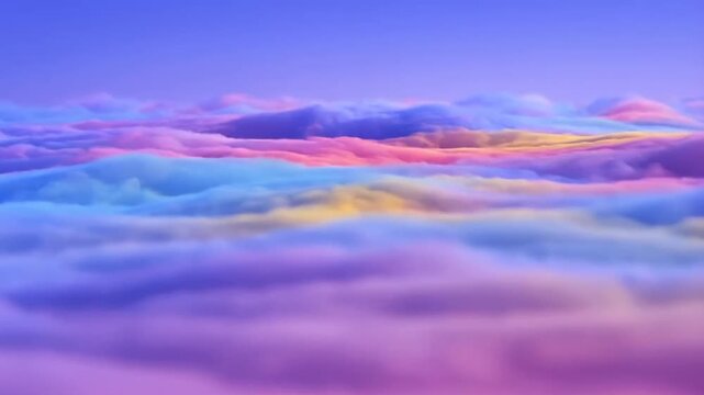 Vibrant Colorful Clouds With Chromatic Echoes in Dreamy Sky Atmosphere Landscape Capturing Surreal Magical Ethereal Horizon Beauty