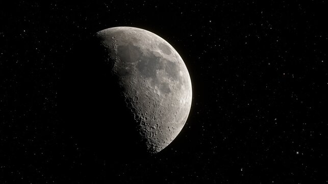 Lunar Phase Against Deep Space Background