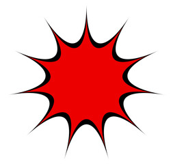 Red Comic Speech Bubble Burst Starburst Flash Explosion Shape Icon © Hayder