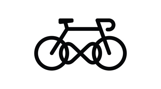 Minimalist bicycle vector illustration featuring an infinity symbol frame design for modern cycling concept art pieces