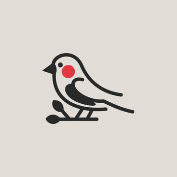 a minimal finch bird with a rosy red cheek logo