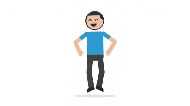 Cartoon man jumps in the air with a wide smile to demonstrate a feeling of pure joy and excitement.