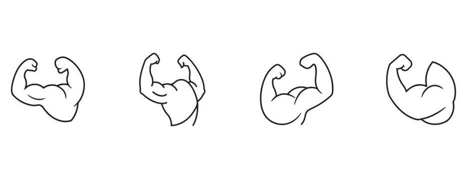 flexed arm muscles in different positions shown from various angles and sides  strong biceps and triceps illustrations