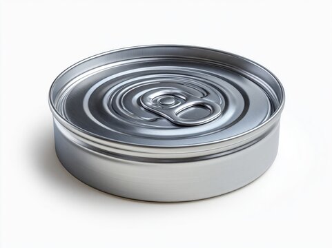 Silver Metal Can Lid Top View Isolated
