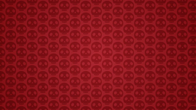 Dark Red Halloween Skull Seamless Pattern
