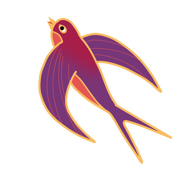 Illustration of a purple swallow for the Lunar New Year.