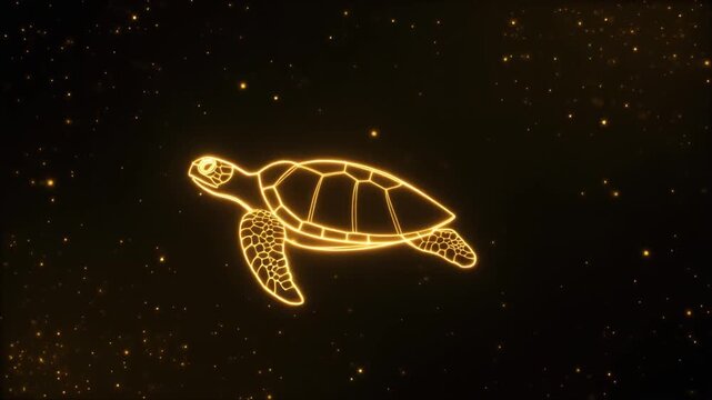 黒背景とカメのビデオ
