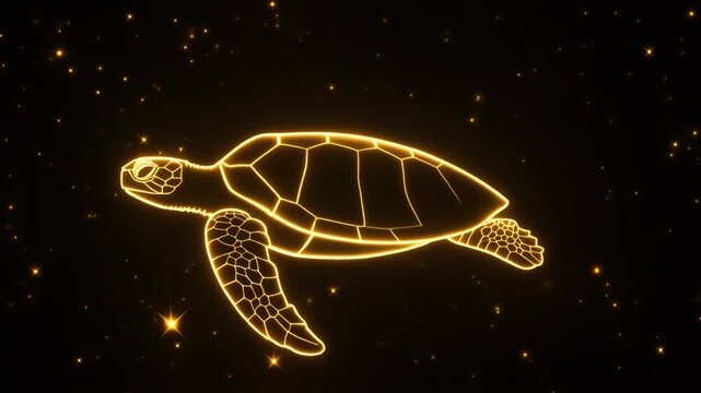 黒背景とカメのビデオ