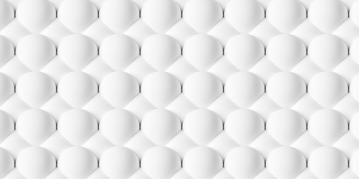 Two level rows of overlapping white balls or spheres geometry background wallpaper banner, flat lay top view